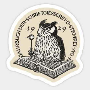 Vintage Look German Type Foundry Owl Design Sticker